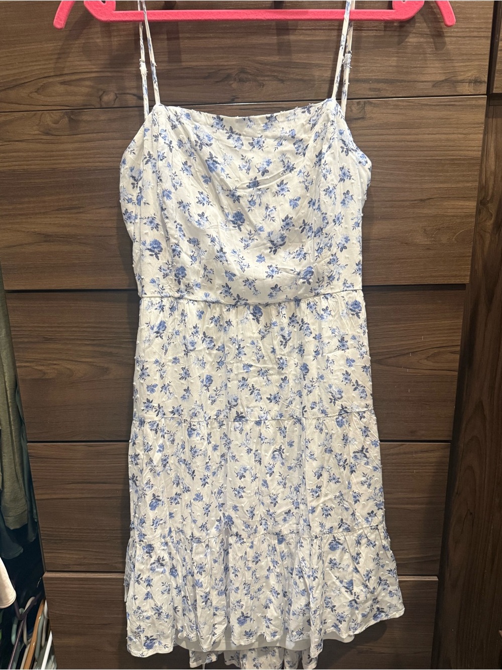 Lulu's Cream Midi Dress with Light Blue Floral Print